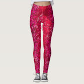 Ruby Red Glitter Sparkly Bling Mode Yoga Pants Leggings (Voorkant)