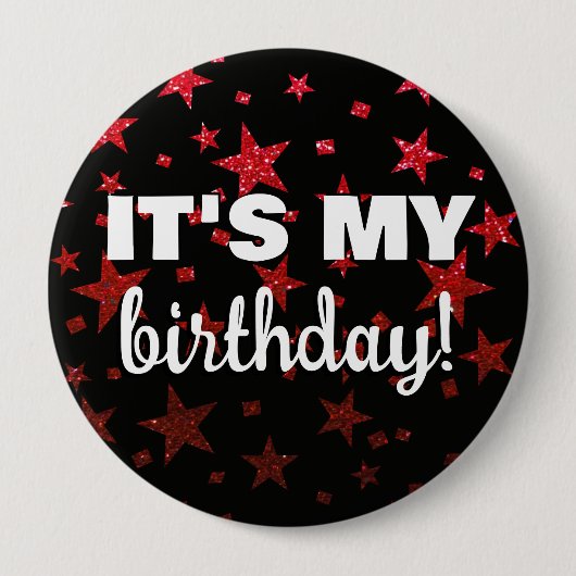 Ruby Red Glitter speelt Confetti, het is mijn verj Ronde Button 4,0 Cm (Voorkant)