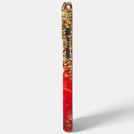 Ruby Red Glittery Gold Glam gepersonaliseerd Case-Mate iPhone Case (Achterkant / Links)
