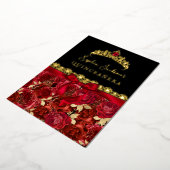 Ruby Red Gold Roos Quinceanera Folie Uitnodiging (Gedraaid)