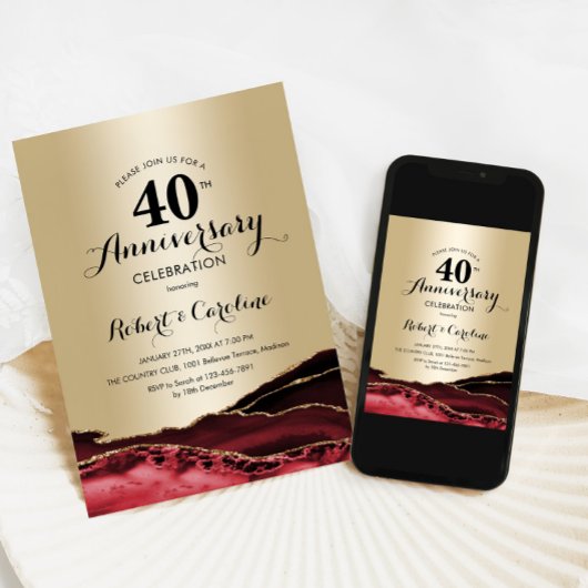 Ruby Red Goud 40e Verjaardag Kaart