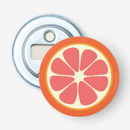 Ruby Red Grapefruit Juicy Sweet Citrus Fruit Slice Button Flesopener