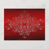 Ruby Red Gray Swirls Wedding Reception Informatiekaartje (Achterkant)