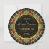 Ruby Red Green Gold Glitter Vrijgezellenfeest Kaart (Achterkant)