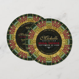 Ruby Red Green Gold Glitter Vrijgezellenfeest Kaart