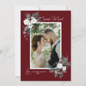 Ruby Red Greenery  Merry Married Portrait Feestdagenkaart (Voorkant)