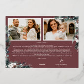 Ruby Red Greenery Vijf Fotocollage Folie Feestdagenkaart (Achterkant)