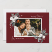 Ruby Red Greenery Vintage Kerst Twee Afbeelding Feestdagenkaart (Voorkant)