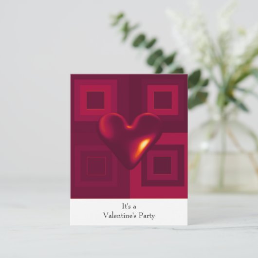 Ruby Red Heart Valentijnse partij Kaart (Staand voorkant)