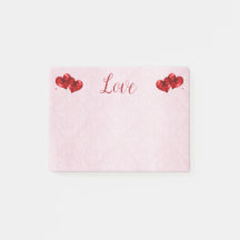 Ruby Red Hearts and Love Post-It Notes