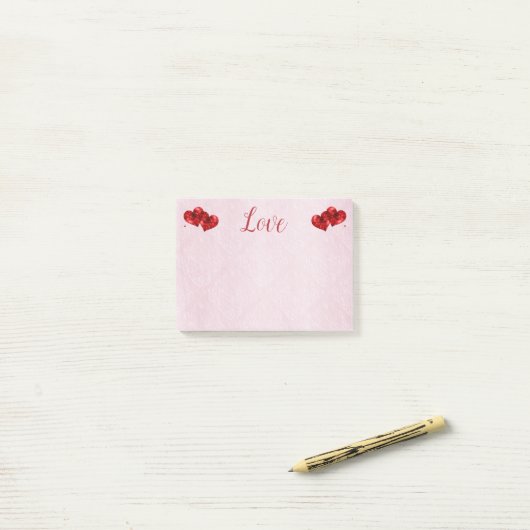 Ruby Red Hearts and Love Post-It Notes (Op bureau)