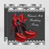 Ruby Red High Heel Shoe Verjaardagsfeest Kaart (Voorkant / Achterkant)