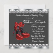 Ruby Red High Heel Shoe Verjaardagsfeest Kaart (Achterkant)