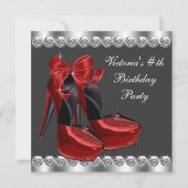 Ruby Red High Heel Shoe Verjaardagsfeest Kaart (Voorkant)