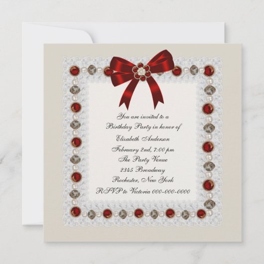 Ruby Red High Heel Shoe verjaardagsfeestje uitnodi Kaart (Achterkant)