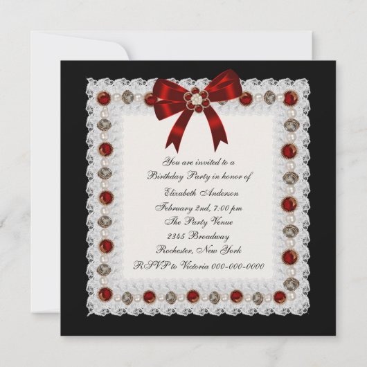 Ruby Red High Heel Shoe verjaardagsfeestje uitnodi Kaart (Achterkant)