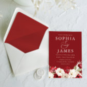 Ruby Red & Ivory Classic Wedding Kaart
