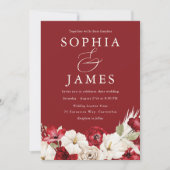 Ruby Red & Ivory  Classic Wedding Kaart (Voorkant)