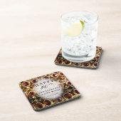 Ruby Red Jeweled 40th Wedding Jubileum Bier Onderzetter (Rechterzijde)