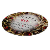 Ruby Red Jeweled 40th Wedding Jubileum Snijplank (Hoek)