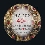 Ruby Red Jeweled 40th Wedding Jubileum Snijplank<br><div class="desc">40th Ruby en Gold Jewel achtergrond kondigt de viering van een prachtige 40jaar samen. Een robijn juweel cadeau is traditioneel voor deze trouwdag mijlpaal. Deze fijne edelsteen is gekozen om de waarde van zoveel jaren samen weer te geven; een traditioneel geschenk dat mooi en blijvend is. De kleuren van rood...</div>