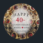 Ruby Red Jeweled 40th Wedding Jubileum Snijplank<br><div class="desc">40th Ruby en Gold Jewel achtergrond kondigt de viering van een prachtige 40jaar samen. Een robijn juweel cadeau is traditioneel voor deze trouwdag mijlpaal. Deze fijne edelsteen is gekozen om de waarde van zoveel jaren samen weer te geven; een traditioneel geschenk dat mooi en blijvend is. De kleuren van rood...</div>