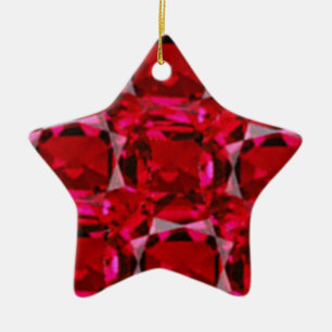 RUBY RED JULY GEM BIRTHSTONE DECORATIVE ONTWERP KERAMISCH ORNAMENT