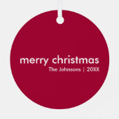 Ruby Red Kerstmis | Minimalistisch minimalistisch  Metalen Ornament (Achterkant)