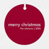 Ruby Red Kerstmis | Minimalistisch minimalistisch  Metalen Ornament (Voorkant)