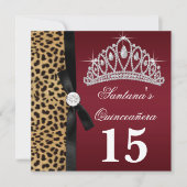 Ruby Red Leopard Quinceanera Uitnodigingen (Voorkant)