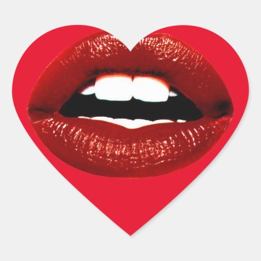 Ruby Red Lips Hart Sticker (Voorkant)