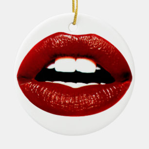 Ruby Red Lips Keramisch Ornament