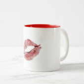 "RUBY RED LIPS" OP KOFFIE-MOK (GREAT GIFT) TWEEKLEURIGE KOFFIEMOK (Voorkant rechts)
