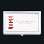 Ruby red lipstick stalen lippenkleurverdeler visitekaarthouder<br><div class="desc">Stijlvolle,  eenvoudige en opvallende lippenstift kleuren swatches visitekaartje hoesje in robijnrood en wit met eenvoudig elegant script. Brengt een stijlvolle fancy look - geschikt voor schoonheidsproducten,  LipSense lippenstift en make-upproducten distributeurs,  nageltechnici,  schoonheidsbloggers,  salon,  make-upartiesten. — Als u hulp nodig hebt,  gelieve me te contacteren!</div>