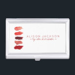 Ruby red lipstick stalen lippenkleurverdeler visitekaarthouder<br><div class="desc">Stijlvolle,  eenvoudige en opvallende lippenstift kleuren swatches visitekaartje hoesje in robijnrood en wit met eenvoudig elegant script. Brengt een stijlvolle fancy look - geschikt voor schoonheidsproducten,  LipSense lippenstift en make-upproducten distributeurs,  nageltechnici,  schoonheidsbloggers,  salon,  make-upartiesten. — Als u hulp nodig hebt,  gelieve me te contacteren!</div>