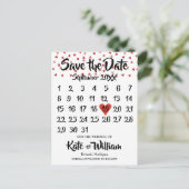 Ruby Red Love Heart Calendar Bewaar de datum Aankondigingskaart (Staand voorkant)