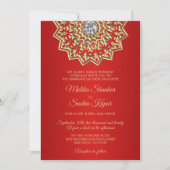 Ruby RED Mandala Gold Indian Wedding Invitations Kaart (Voorkant)