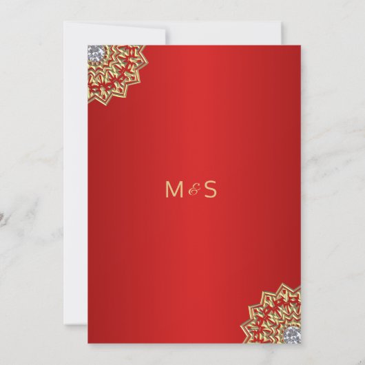 Ruby RED Mandala Gold Indian Wedding Invitations Kaart (Achterkant)