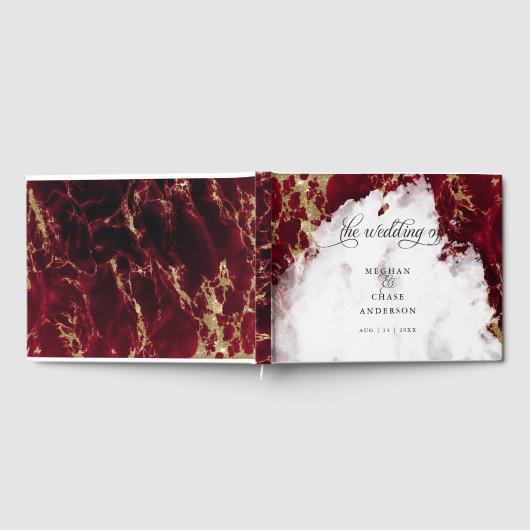 Ruby Red Marged Waterverf BarefootBride™ Gastenboek (Volledig)