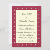 Ruby Red, Off White en Pearls Save the Date (Voorkant)