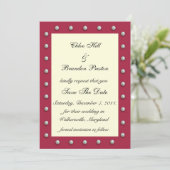 Ruby Red, Off White en Pearls Save the Date (Staand voorkant)