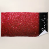 Ruby Red Ombre Glitter Sparkles Beauty Queen Glam Strandlaken (Voorkant)