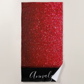 Ruby Red Ombre Glitter Sparkles Beauty Queen Glam Strandlaken (Voorkant)