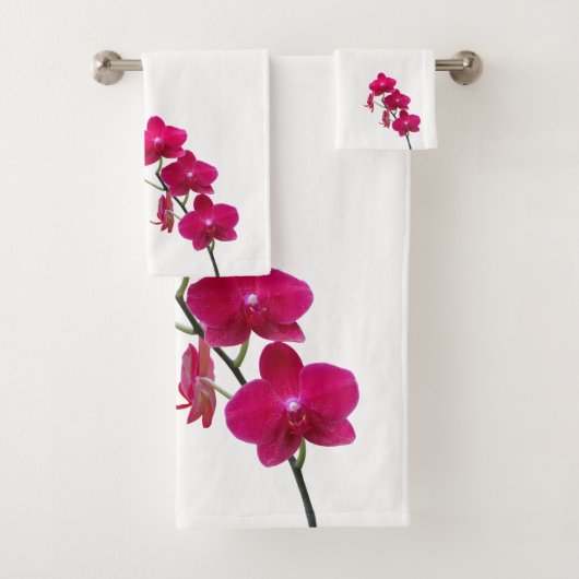 Ruby Red Orchids Bath Towels Bad Handdoek (Insitu)