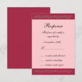 Ruby Red, Pink en Parels RSVP Kaartje (Voorkant / Achterkant)