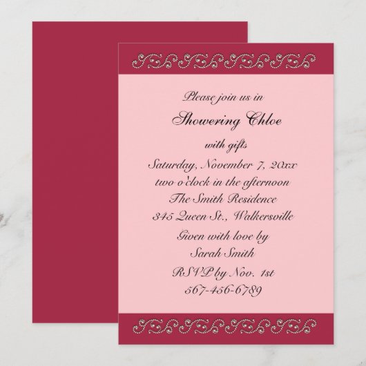 Ruby Red, Pink en Pearls Vrijgezellenfeest Kaart (Voorkant / Achterkant)