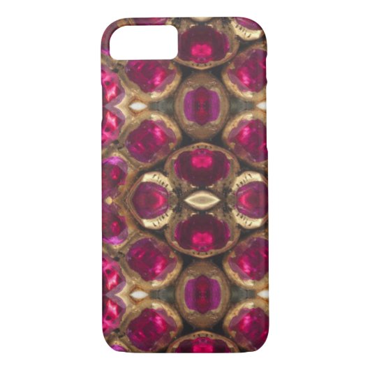 Ruby Red Pink Gold Gemstone Pattern Elegant Chic Case-Mate iPhone Case (Achterkant)