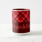 Ruby Red Plaid Monogram 15 oz Koffie Mok (Midden)