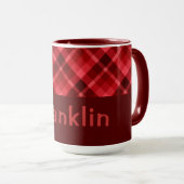 Ruby Red Plaid Monogram 15 oz Koffie Mok (Voorkant rechts)