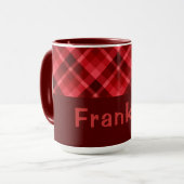Ruby Red Plaid Monogram 15 oz Koffie Mok (Voorkant links)